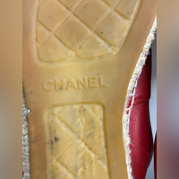 Authentic Chanel Red Lambskin Leather CC Logo Espadrille size 37,l - Picture 16 of 16